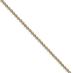 1.6mm, 14k Yellow Gold Solid Link Cable Chain Necklace, 22 Inch